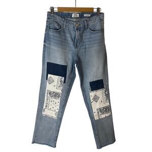 Kensie Blue Patchwork Jeans Women’s Size 6 / 28 Frayed Hem Denim